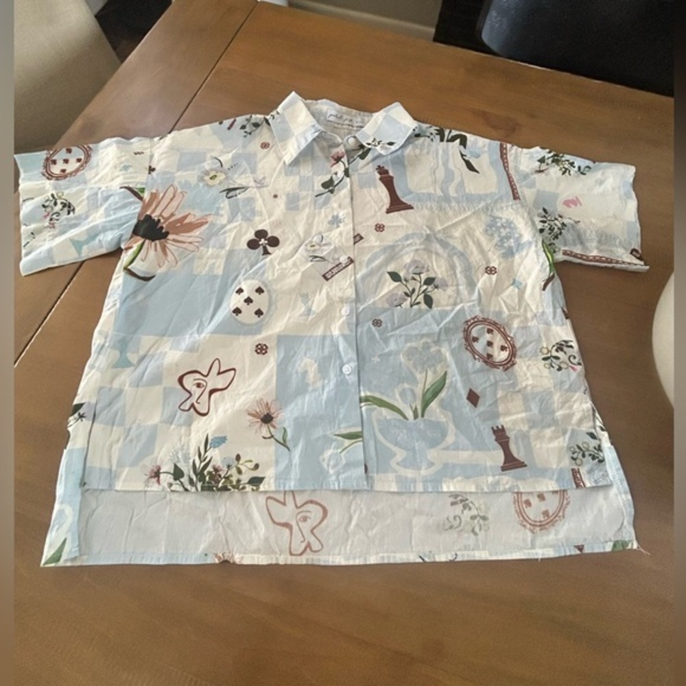 Petal & Pup House of Cards Short Sleeve Button Down Blouse